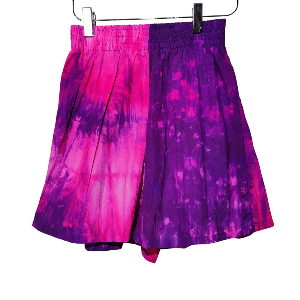 Vintage 80s 90s Pacific Connections Pink Purple Tie Dye Shorts High Waist Neon